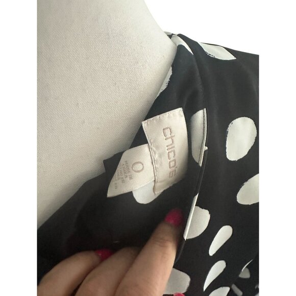 CHICOS Black White Polka Dot Jacket Blazer Size Chicos 0 / US Small 4 - Picture 4 of 6